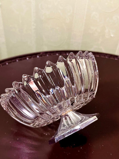 Vintage Crystal Pedestal Bowl Clear Crystal 13cm