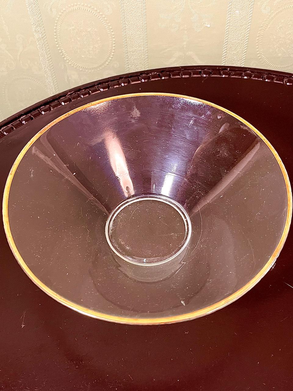 Vintage Crystal Gold-Rim Serving Bowl Clear Crystal 20cm