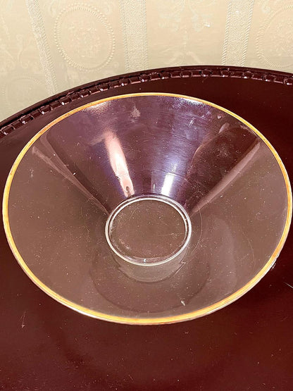 Vintage Crystal Gold-Rim Serving Bowl Clear Crystal 20cm