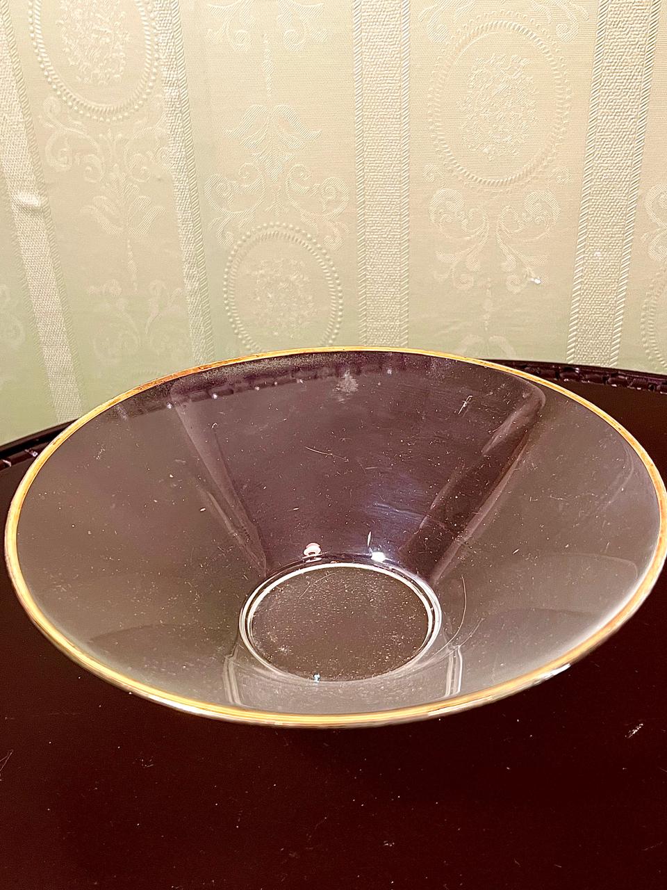 Vintage Crystal Gold-Rim Serving Bowl Clear Crystal 20cm