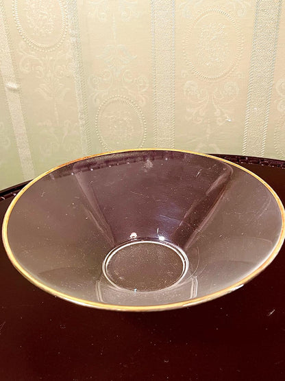 Vintage Crystal Gold-Rim Serving Bowl Clear Crystal 20cm