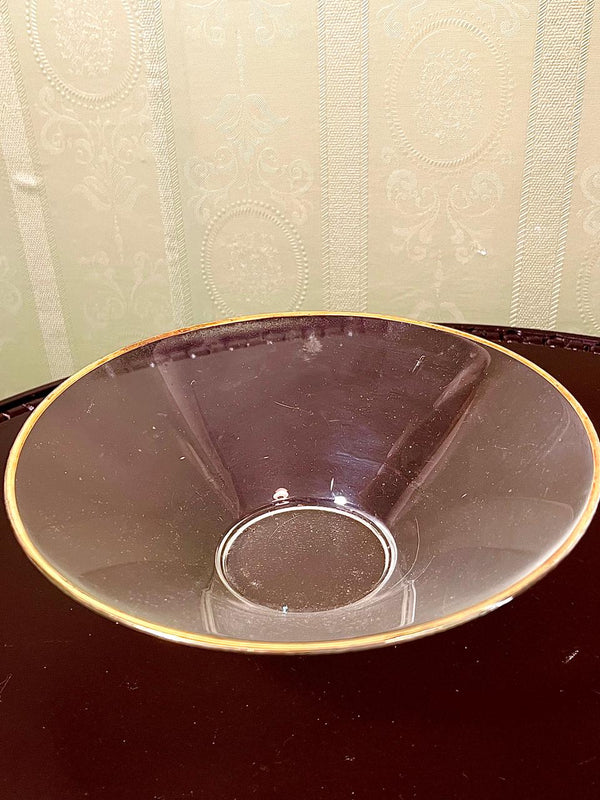 Vintage Crystal Gold-Rim Serving Bowl Clear Crystal 20cm
