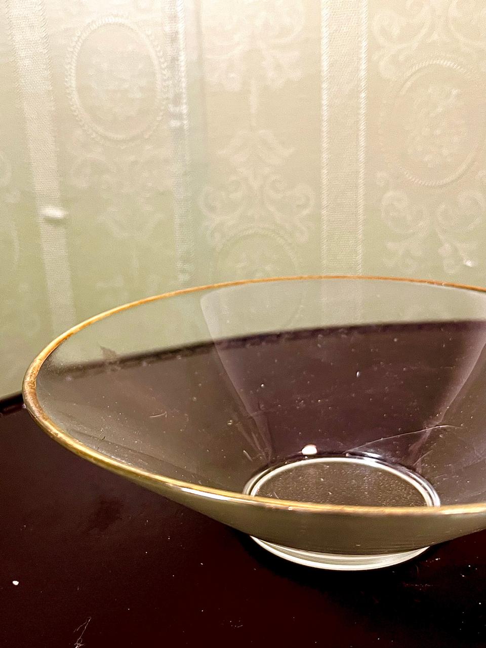 Vintage Crystal Gold-Rim Serving Bowl Clear Crystal 20cm