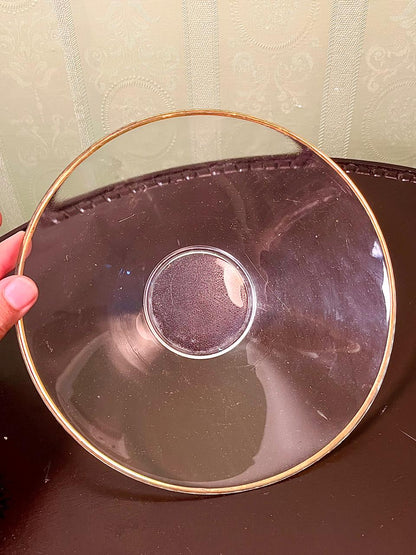 Vintage Crystal Gold-Rim Serving Bowl Clear Crystal 20cm