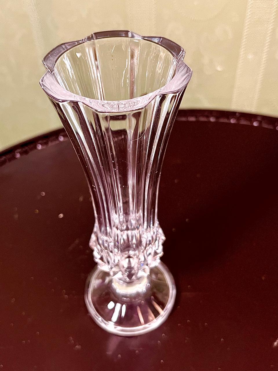 Vintage Crystal Flared Bud Vase Clear Crystal 18cm