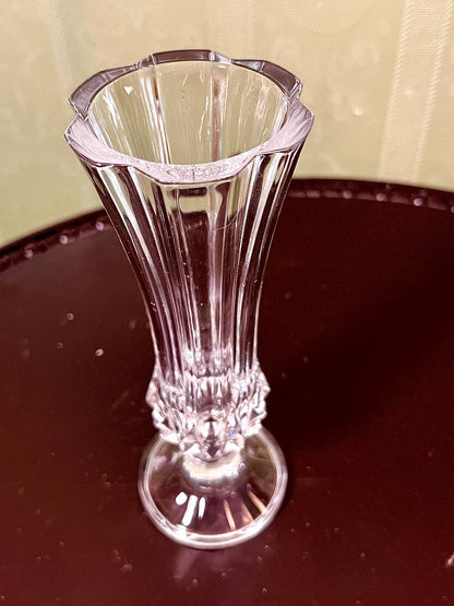 Vintage Crystal Flared Bud Vase Clear Crystal 18cm
