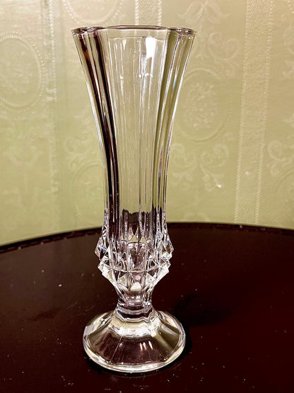 Vintage Crystal Flared Bud Vase Clear Crystal 18cm