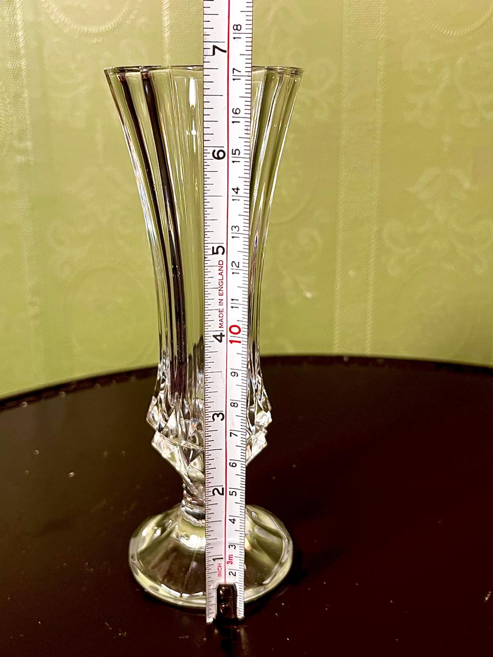 Vintage Crystal Flared Bud Vase Clear Crystal 18cm