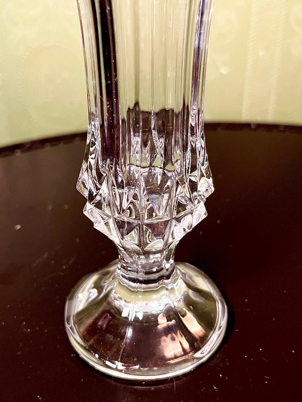 Vintage Crystal Flared Bud Vase Clear Crystal 18cm
