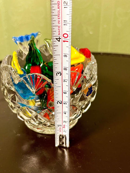 Vintage Crystal Sweet Bowl with Coloured Crystal Sweets 8cm