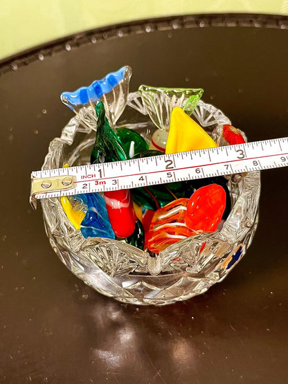 Vintage Crystal Sweet Bowl with Coloured Crystal Sweets 8cm
