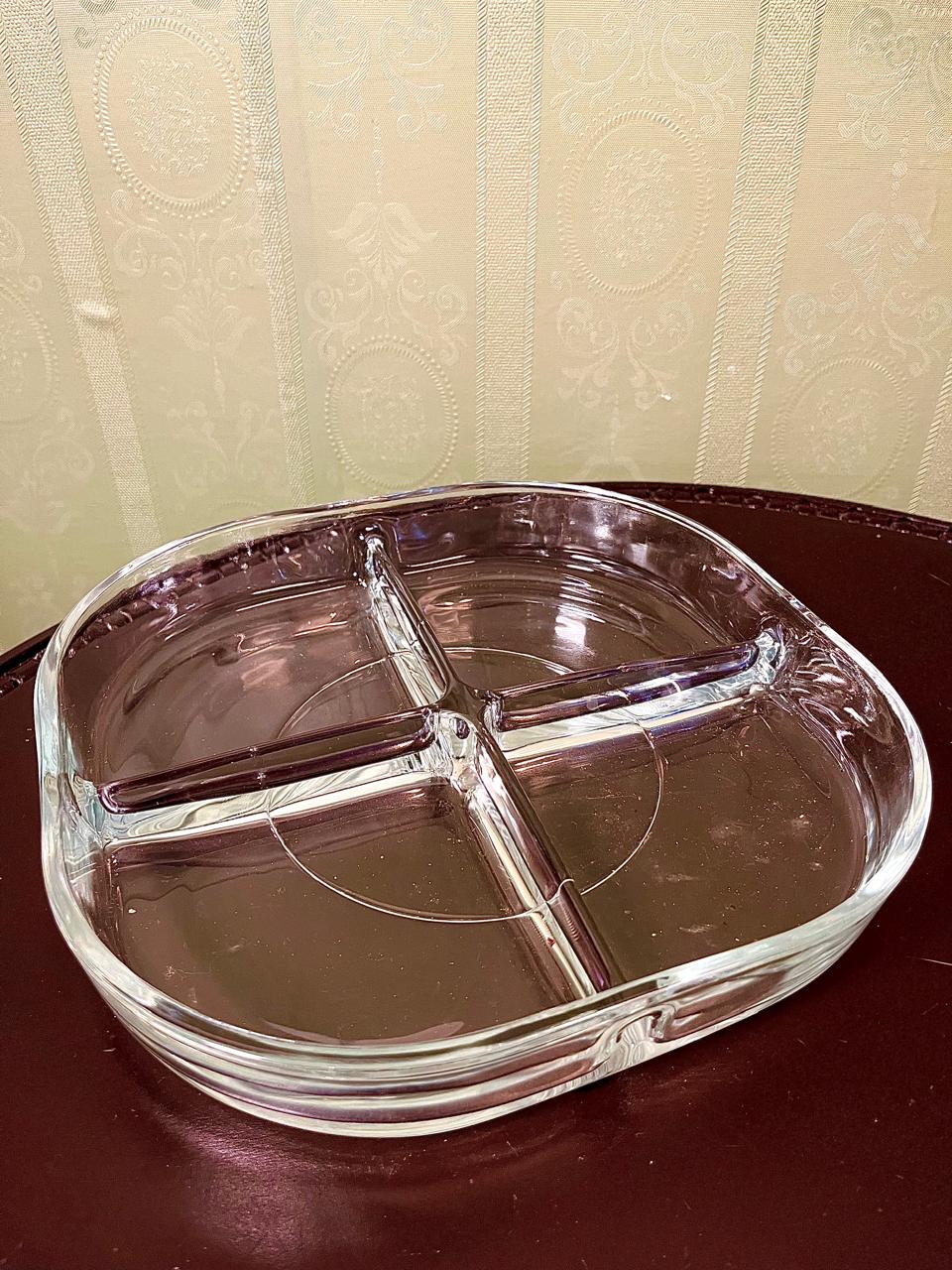 Vintage Crystal 4-Section Serving Platter Clear Crystal 24cm