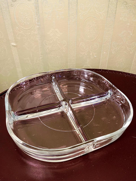 Vintage Crystal 4-Section Serving Platter Clear Crystal 24cm
