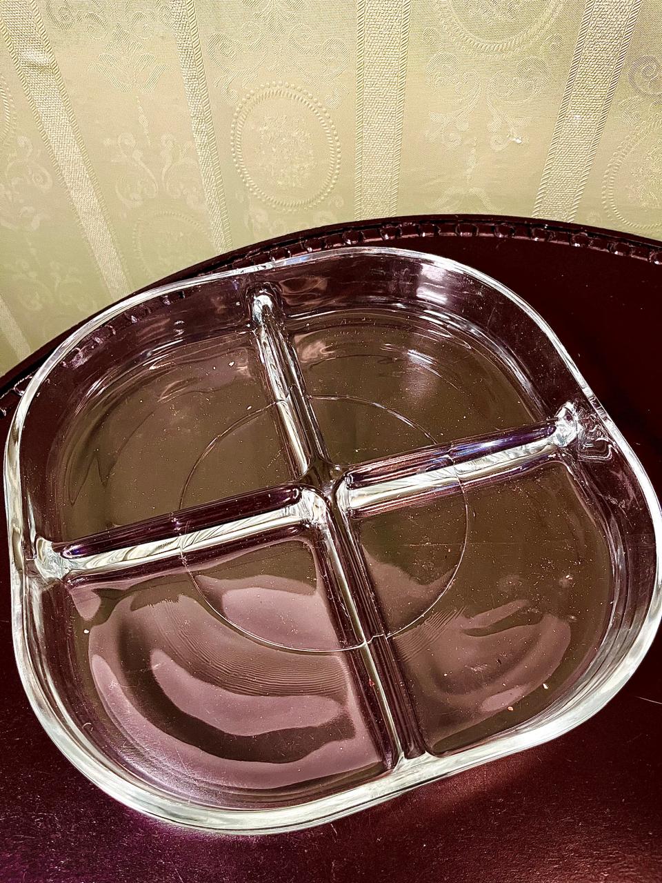 Vintage Crystal 4-Section Serving Platter Clear Crystal 24cm