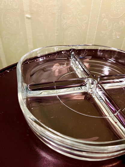 Vintage Crystal 4-Section Serving Platter Clear Crystal 24cm