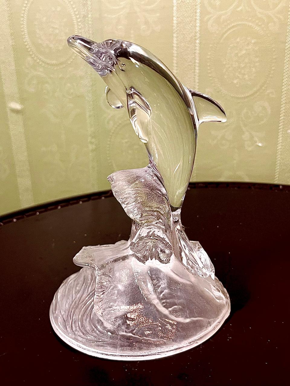 Vintage Crystal Dolphin Figurine Clear Crystal 18cm