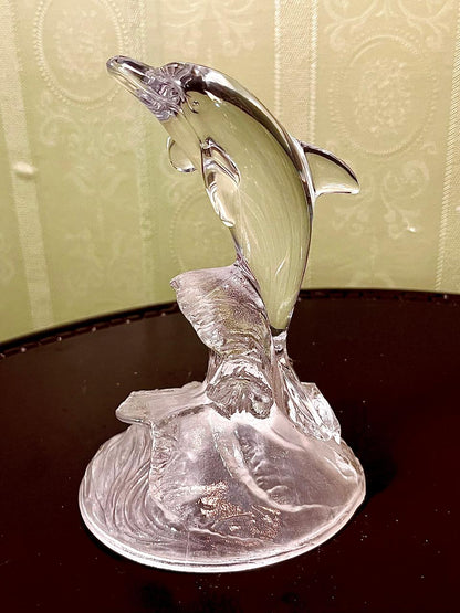 Vintage Crystal Dolphin Figurine Clear Crystal 18cm
