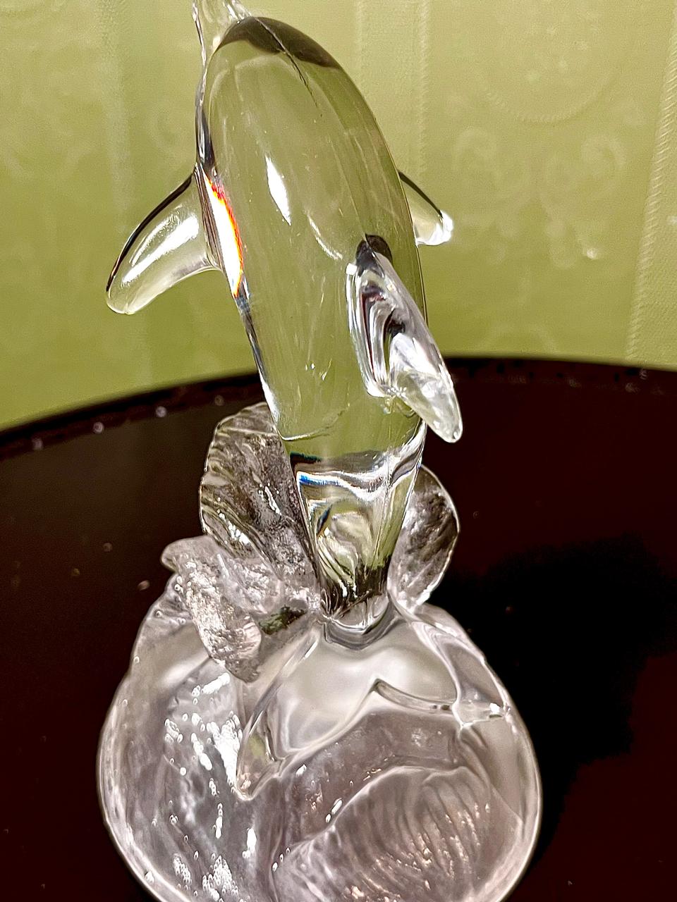 Vintage Crystal Dolphin Figurine Clear Crystal 18cm