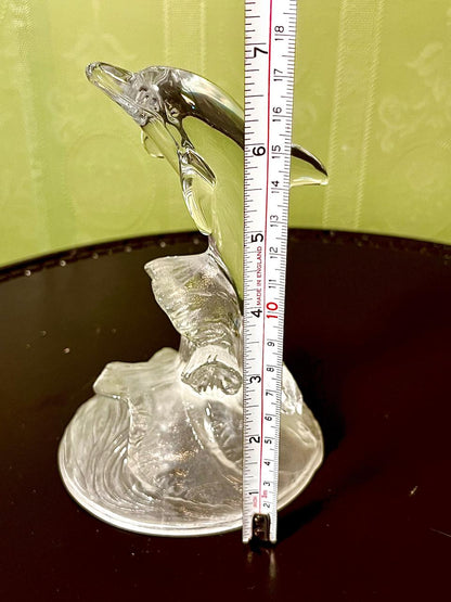 Vintage Crystal Dolphin Figurine Clear Crystal 18cm