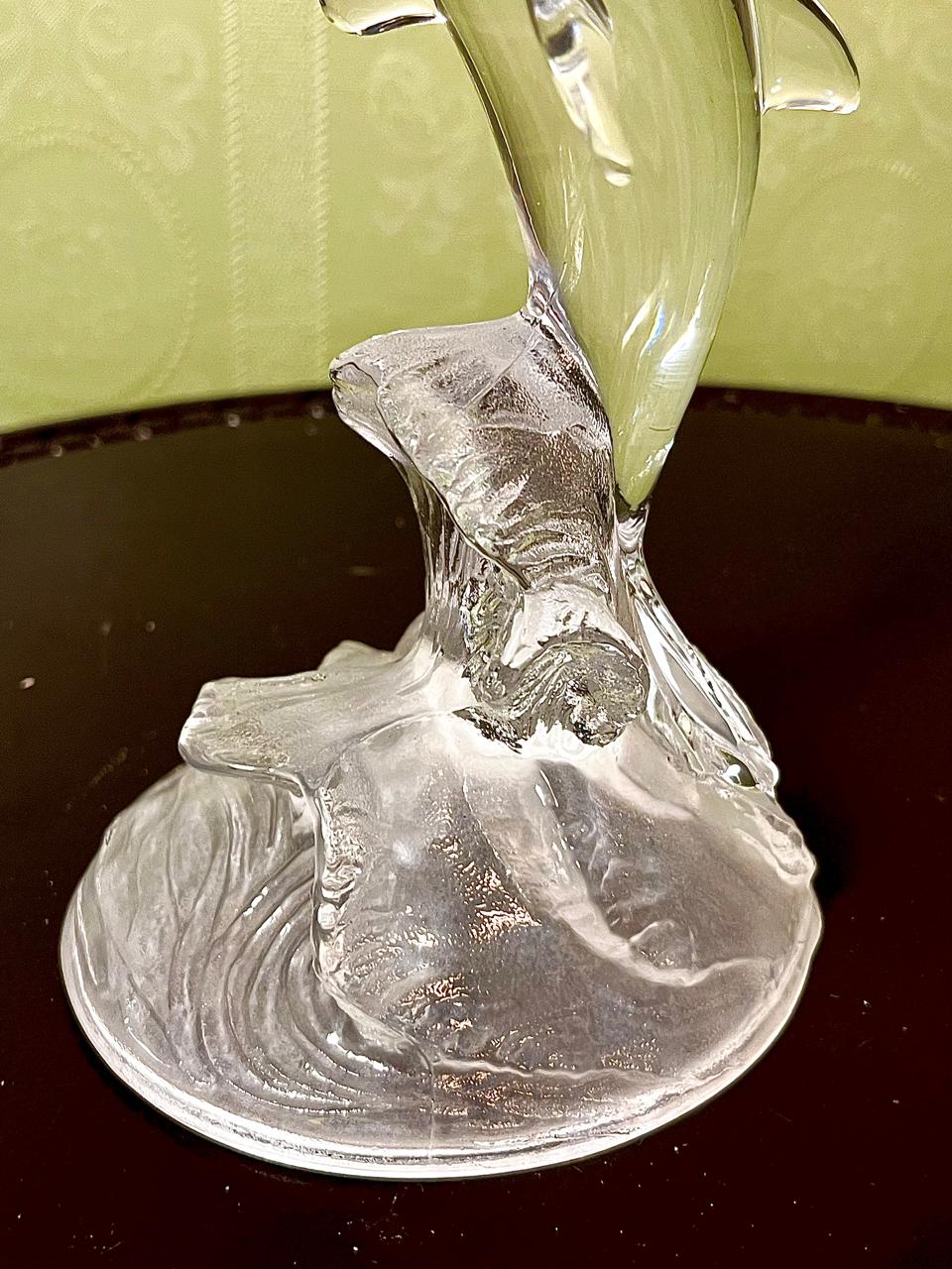 Vintage Crystal Dolphin Figurine Clear Crystal 18cm