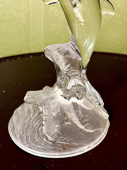 Vintage Crystal Dolphin Figurine Clear Crystal 18cm