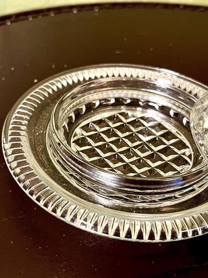 Vintage Crystal Lidded Serving Dish 2 Piece Set 13cm