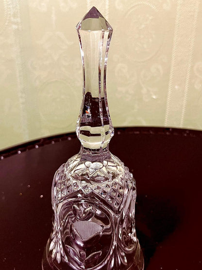 Vintage Crystal Hand Bell Clear Crystal Floral Design 19cm