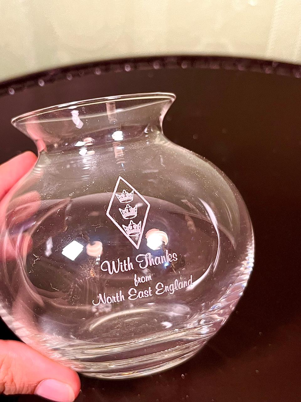 Vintage Crystal Souvenir Vase North East England 11cm