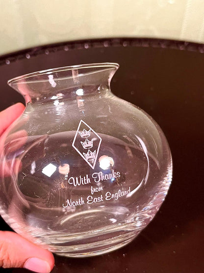 Vintage Crystal Souvenir Vase North East England 11cm