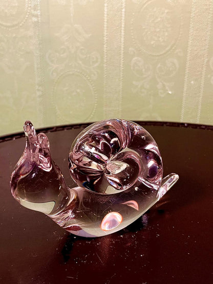 Vintage Crystal Snail Figurine Clear Crystal 15cm