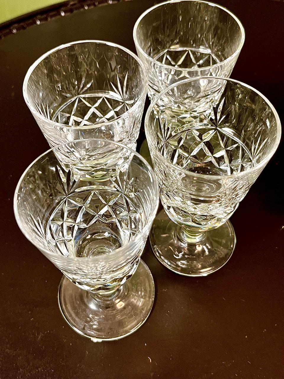 Vintage Crystal Goblets Clear Crystal 4 Piece Set 12cm