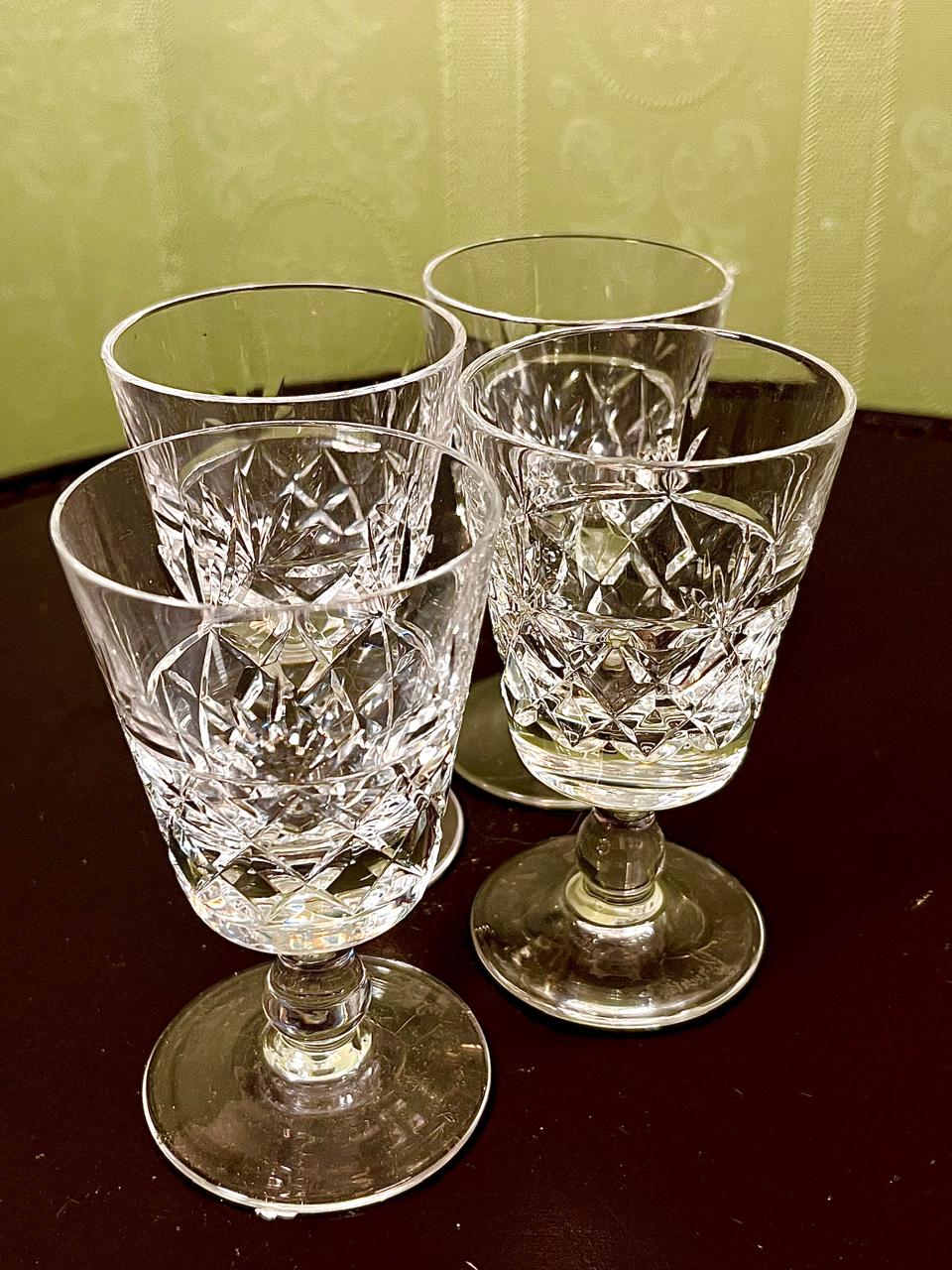 Vintage Crystal Goblets Clear Crystal 4 Piece Set 12cm
