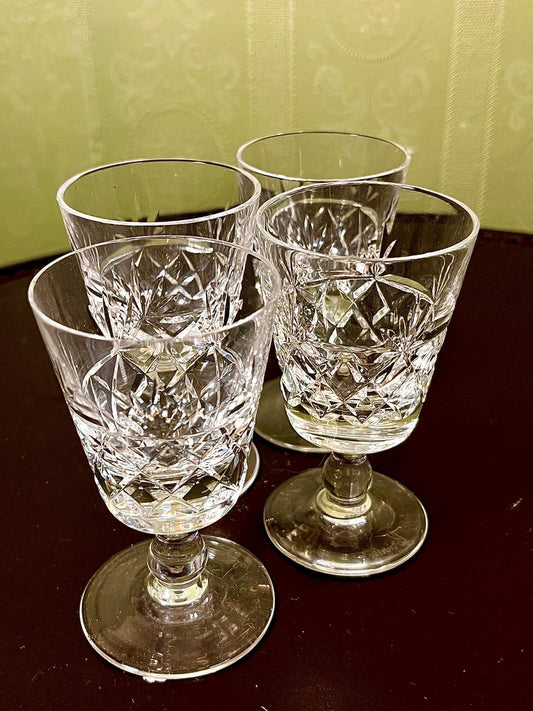 Vintage Crystal Goblets Clear Crystal 4 Piece Set 12cm