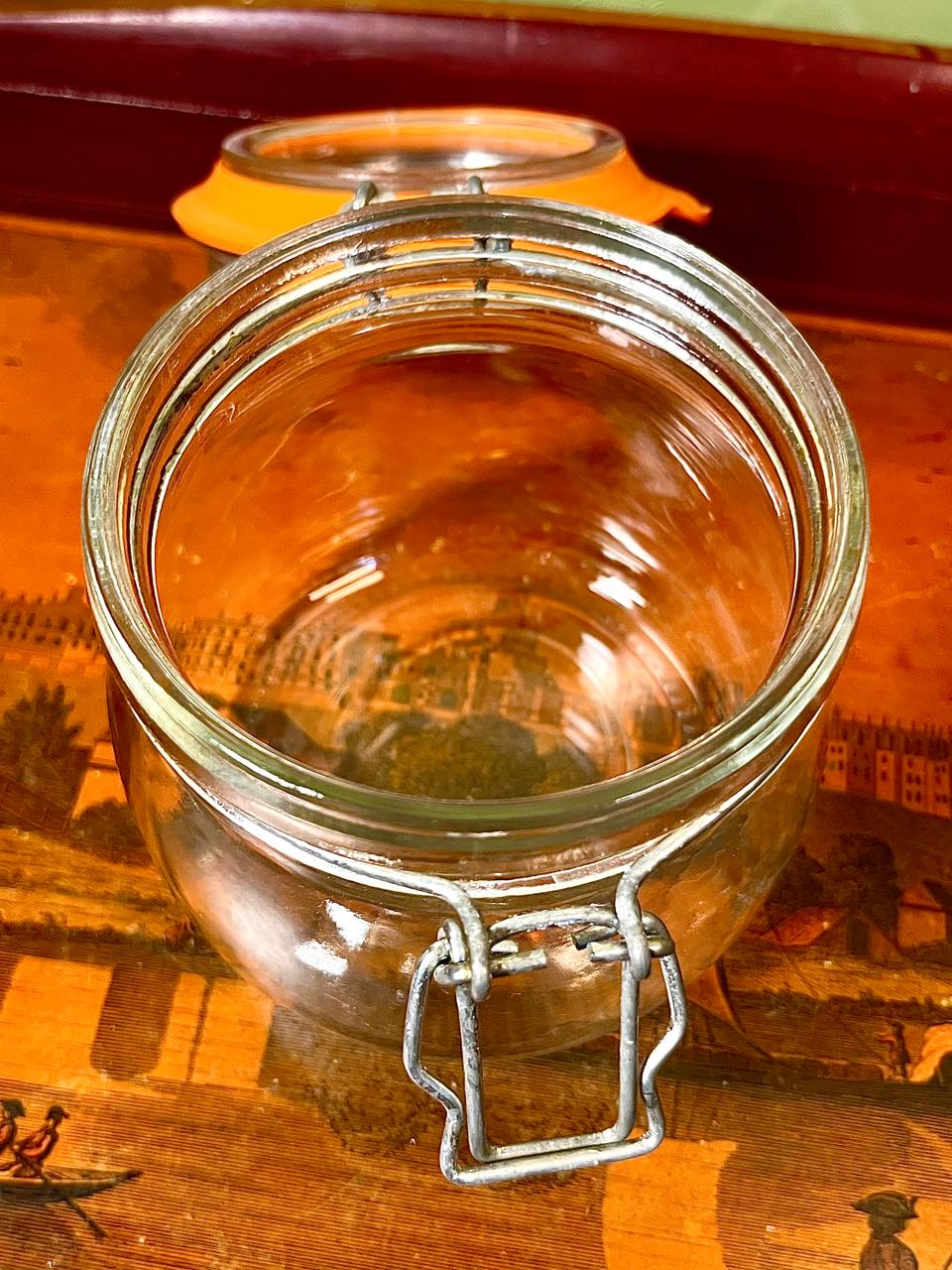Vintage Crystal Clamp-Lid Storage Jar Clear Crystal 11cm