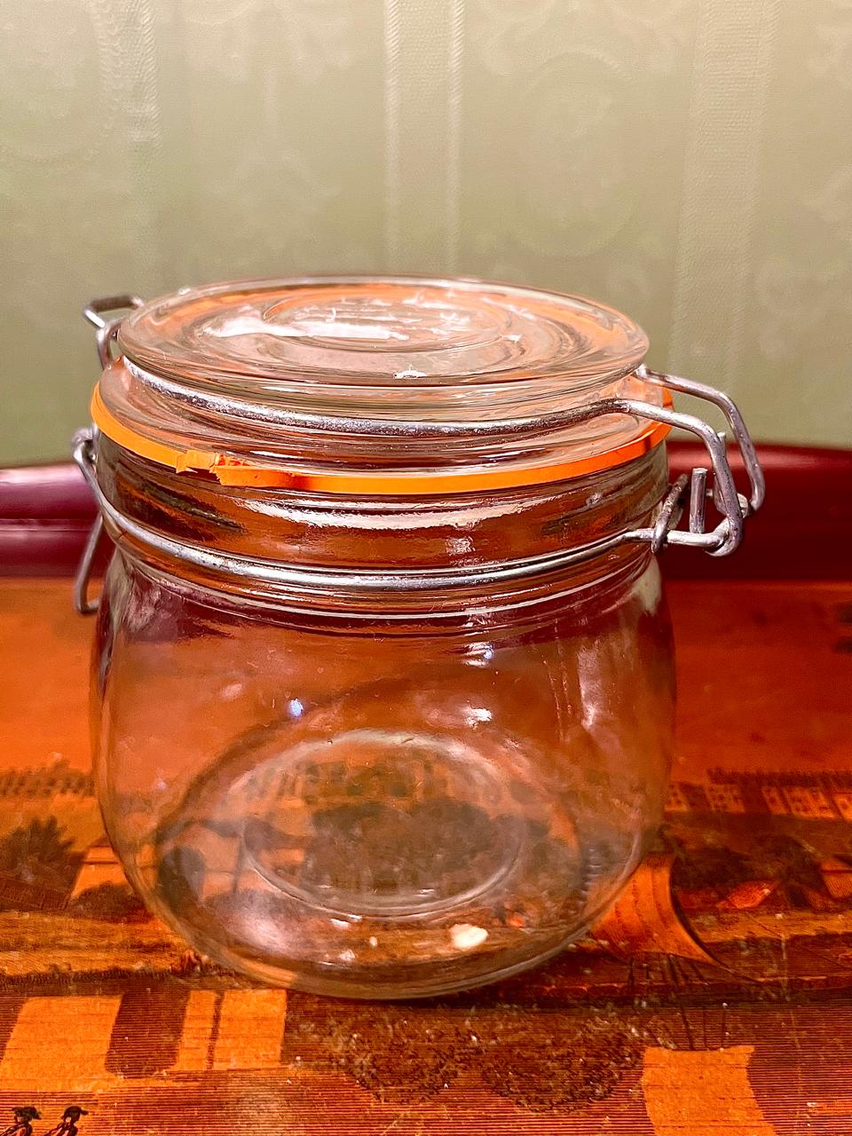 Vintage Crystal Clamp-Lid Storage Jar Clear Crystal 11cm