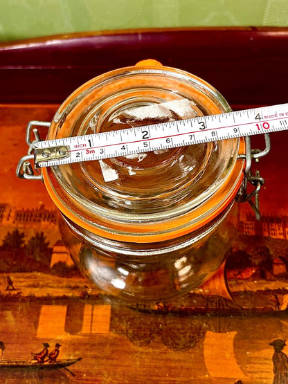 Vintage Crystal Clamp-Lid Storage Jar Clear Crystal 11cm