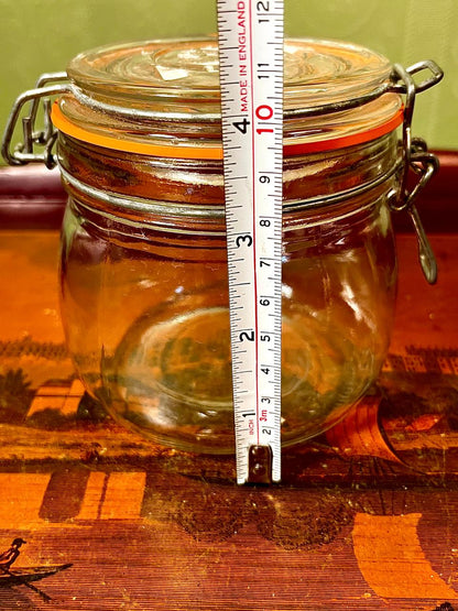 Vintage Crystal Clamp-Lid Storage Jar Clear Crystal 11cm
