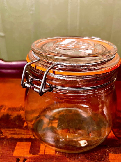 Vintage Crystal Clamp-Lid Storage Jar Clear Crystal 11cm