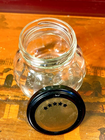 Vintage Crystal Storage Jar with Black Lid 10cm