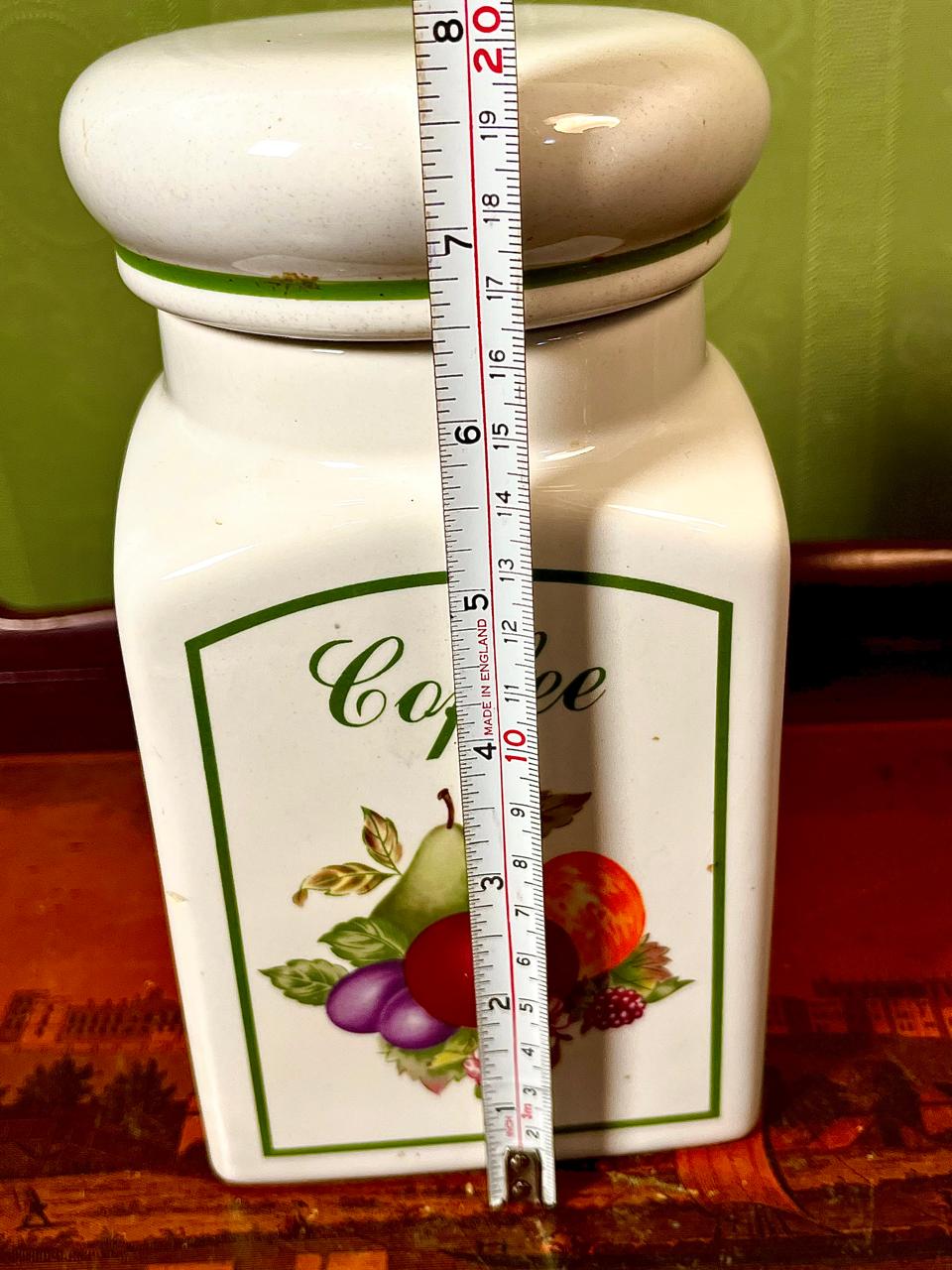 Vintage Ceramic Coffee Storage Canister with Fruit Motif, 20cm