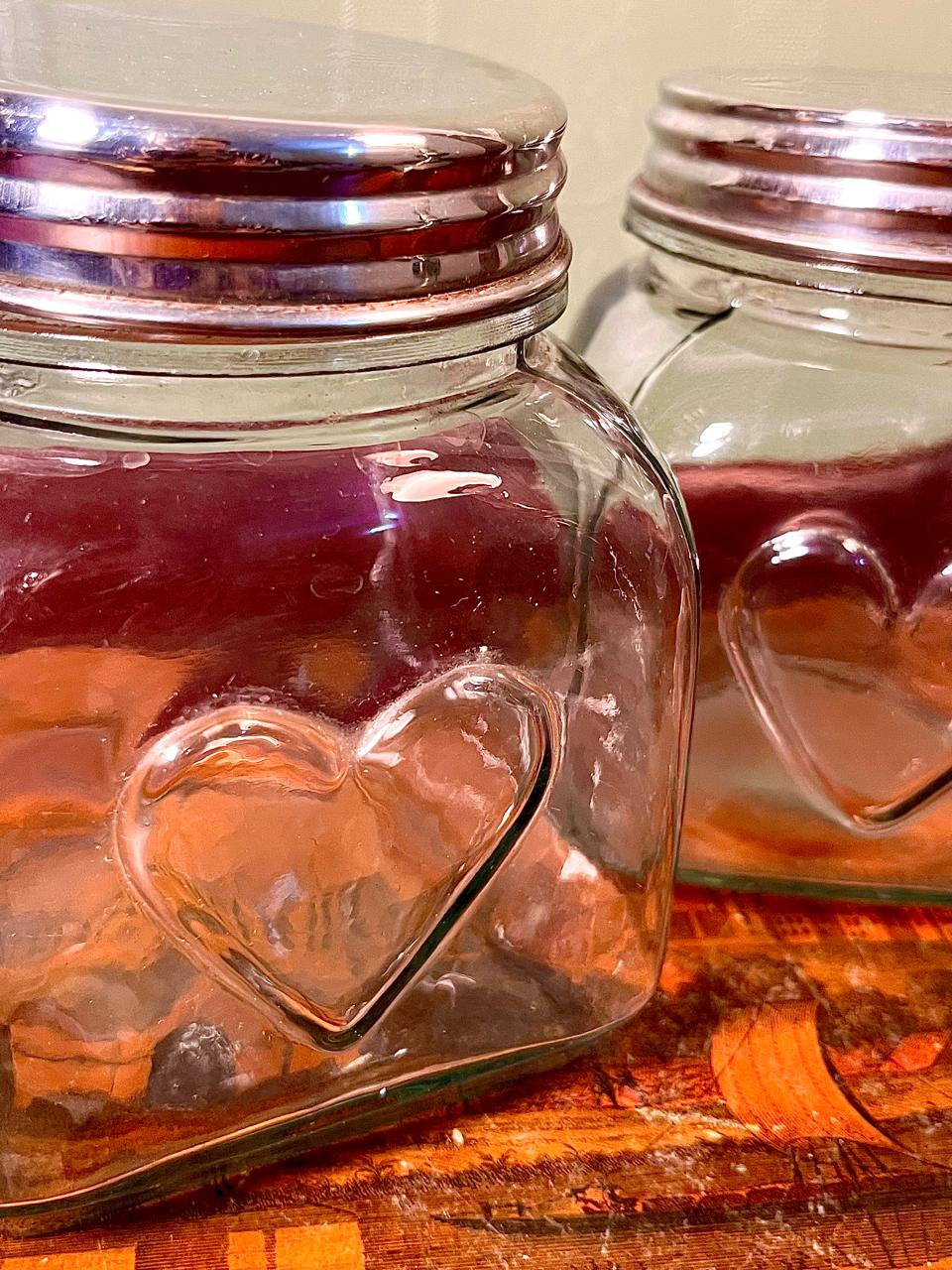 Home Etc Crystal Heart Storage Jars Set of 2, 13cm