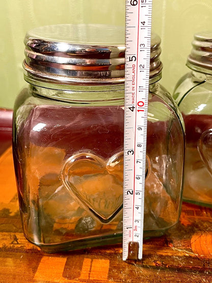 Home Etc Crystal Heart Storage Jars Set of 2, 13cm