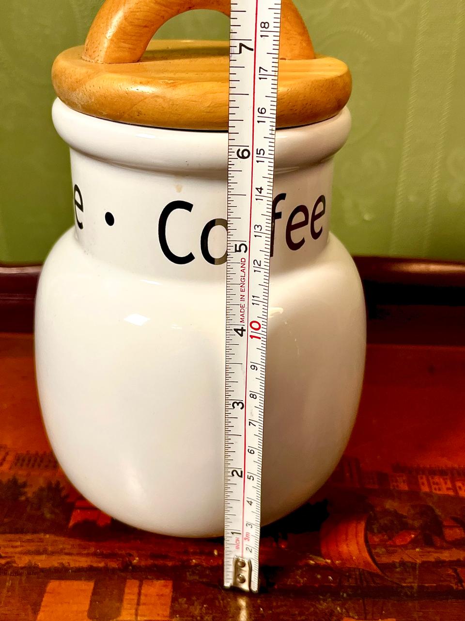 London Pottery White Coffee Storage Jar with Wooden Lid 18cm