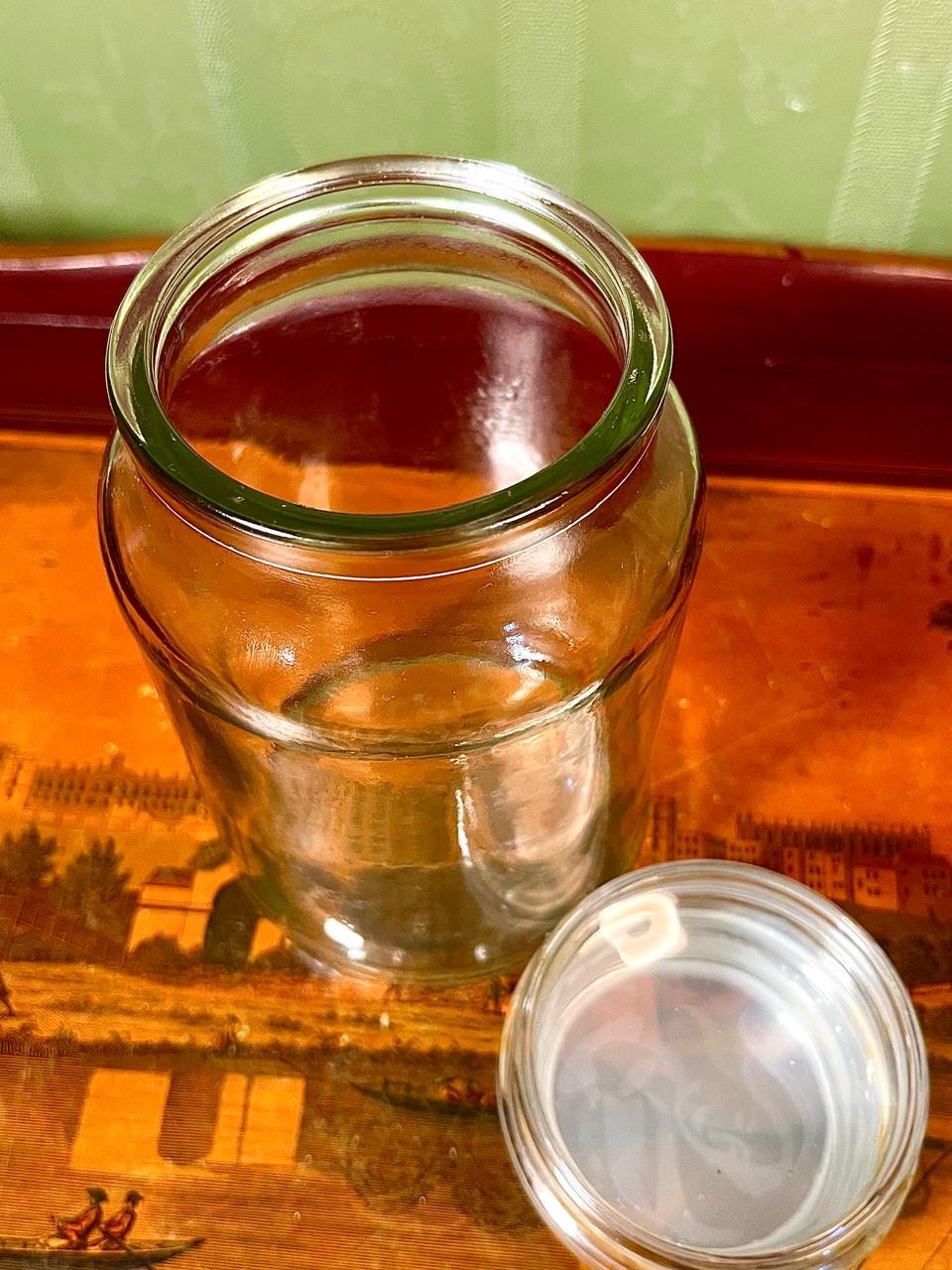 Vintage Crystal Storage Jar with Clear Lid 17cm