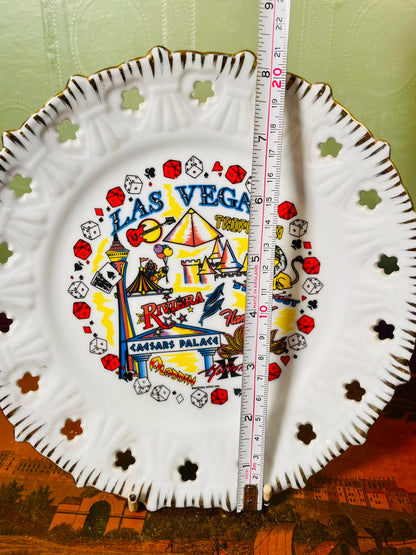 Las Vegas Casino Decorative Wall Plate Pierced Rim 8 in