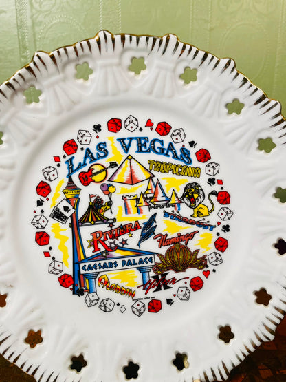 Las Vegas Casino Decorative Wall Plate Pierced Rim 8 in
