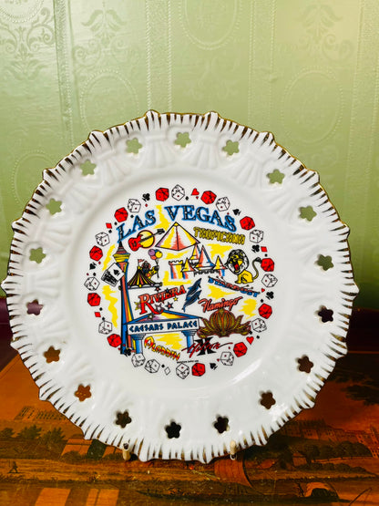 Las Vegas Casino Decorative Wall Plate Pierced Rim 8 in