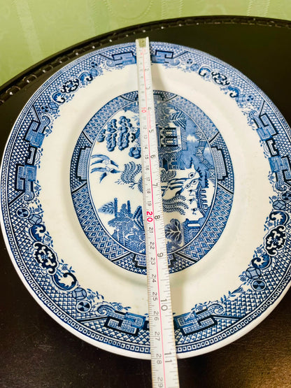 Wood & Sons Woods Ware Willow Blue & White Oval Plate 11 in England