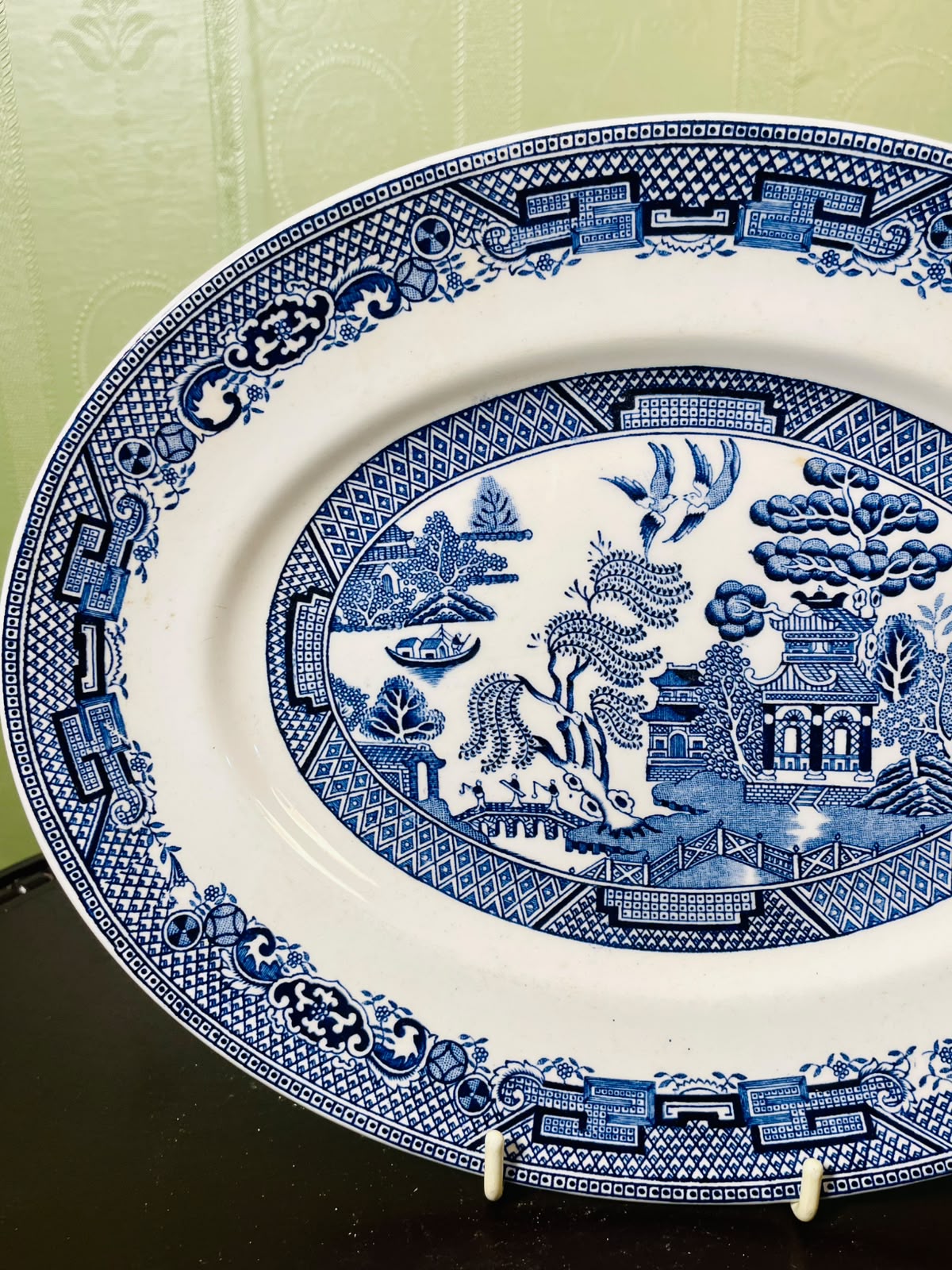 Wood & Sons Woods Ware Willow Blue & White Oval Plate 11 in England