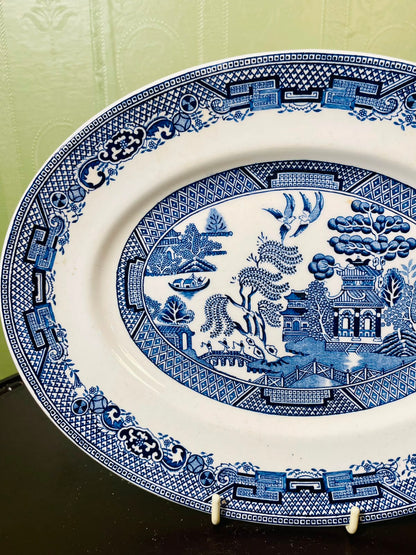 Wood & Sons Woods Ware Willow Blue & White Oval Plate 11 in England